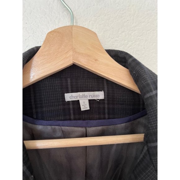 Charlotte Russe Plaid Blazer Black Size Small Women Jacket Womens Small Women's - Picture 3 of 4